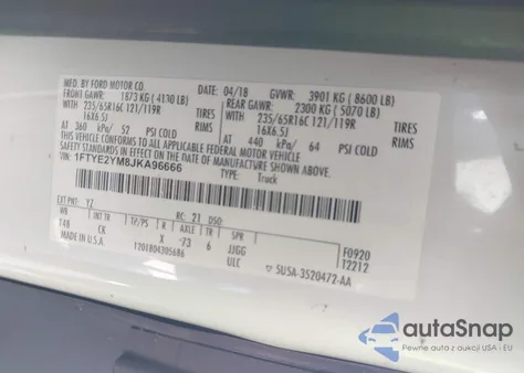 2018 Ford Transit-150 from USA, damaged, VIN 1FTYE2YM8JKA96666